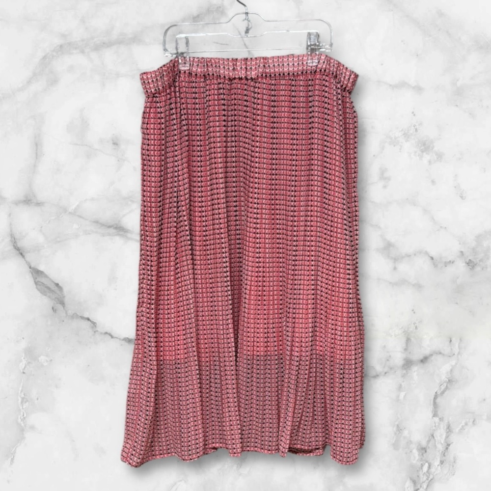 Banana Republic coral Pink Midi printed Pleated A-Line Skirt size petite large